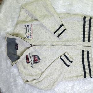 Paul & Shark Men's Medium 100% Wool 1/4 Zip Sweater Yachting with Patches EUC